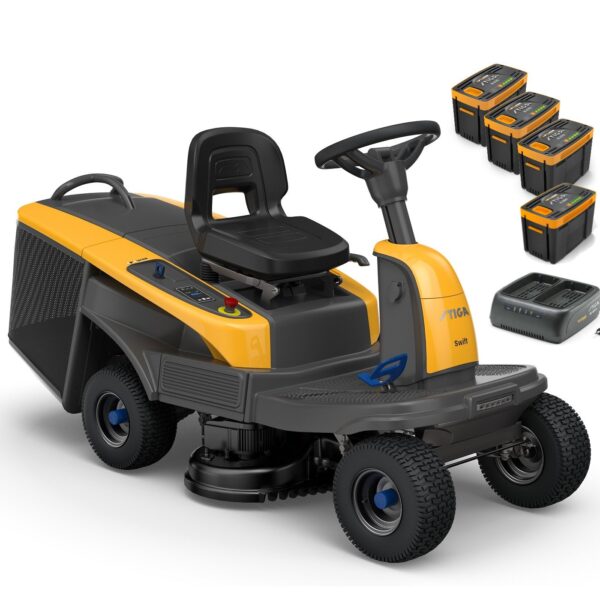 Stiga Swift 372e Akku-Rasentraktor - inkl. 4x Akkus und Doppel-Ladegerät